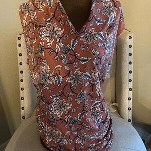 41 Hawthorn Floral Blouse - Terracotta and White